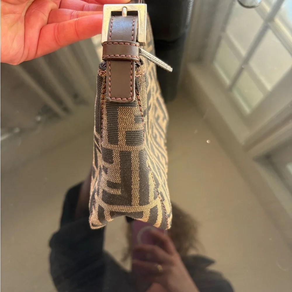 Fendi Brown and Black Zucca Mini Shoulder Bag - AUTHENTIC